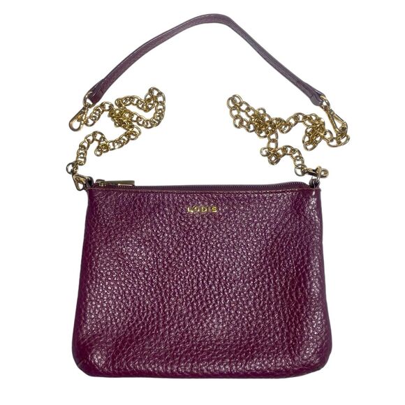 Lodis Emily Convertible Crossbody Handbag Purse Genuine Leather Bag Wine Gold - Picture 2 of 12